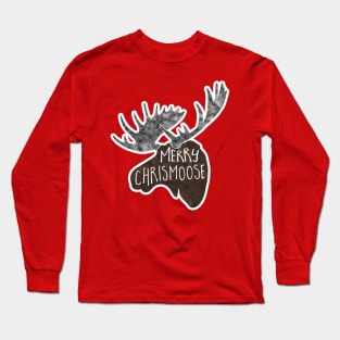 Merry Chrismoose - funny pun design Long Sleeve T-Shirt